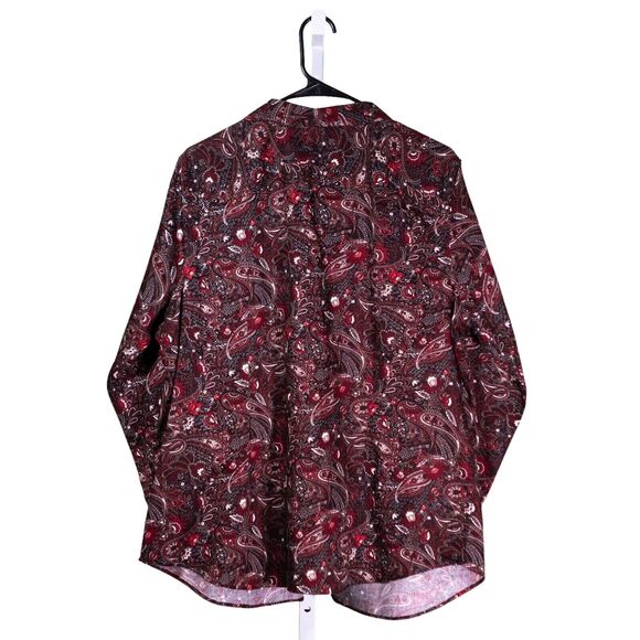 Chaps Ralph Lauren Women's Shirt Button Up Paisley Long Sleeve Blouse Top 0X - Picture 2 of 9